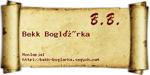 Bekk Boglárka névjegykártya